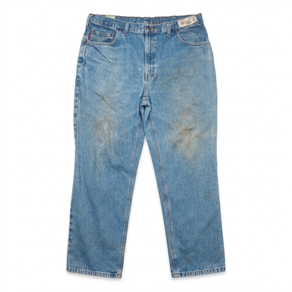 Carhartt Mens Relaxed Fit Jeans 40x30 Light Wash Blue Denim Workwear Pant 381-83